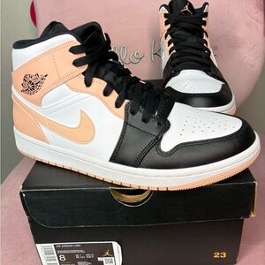Jordan High-Top Sneakers - Black, White, and Peach